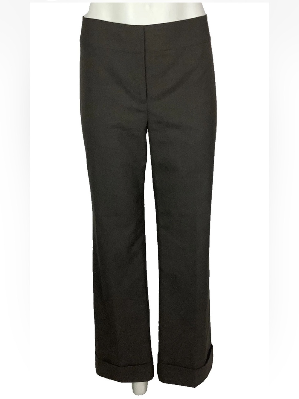 Ann Taylor Signature Sz 6 Wool Blend Cuffed Hem Wide Leg Trousers Brown
